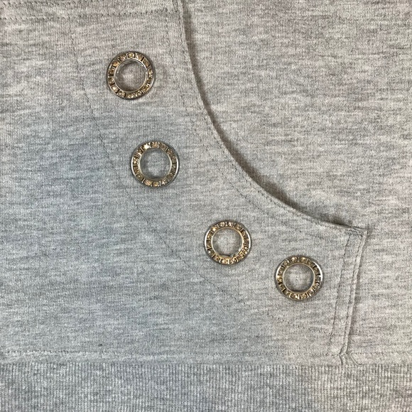 Coral Bay Women’s Full Zip Solid Gray Mock Neck Shiny Bling Sweater Sz L NEW - Picture 2 of 6